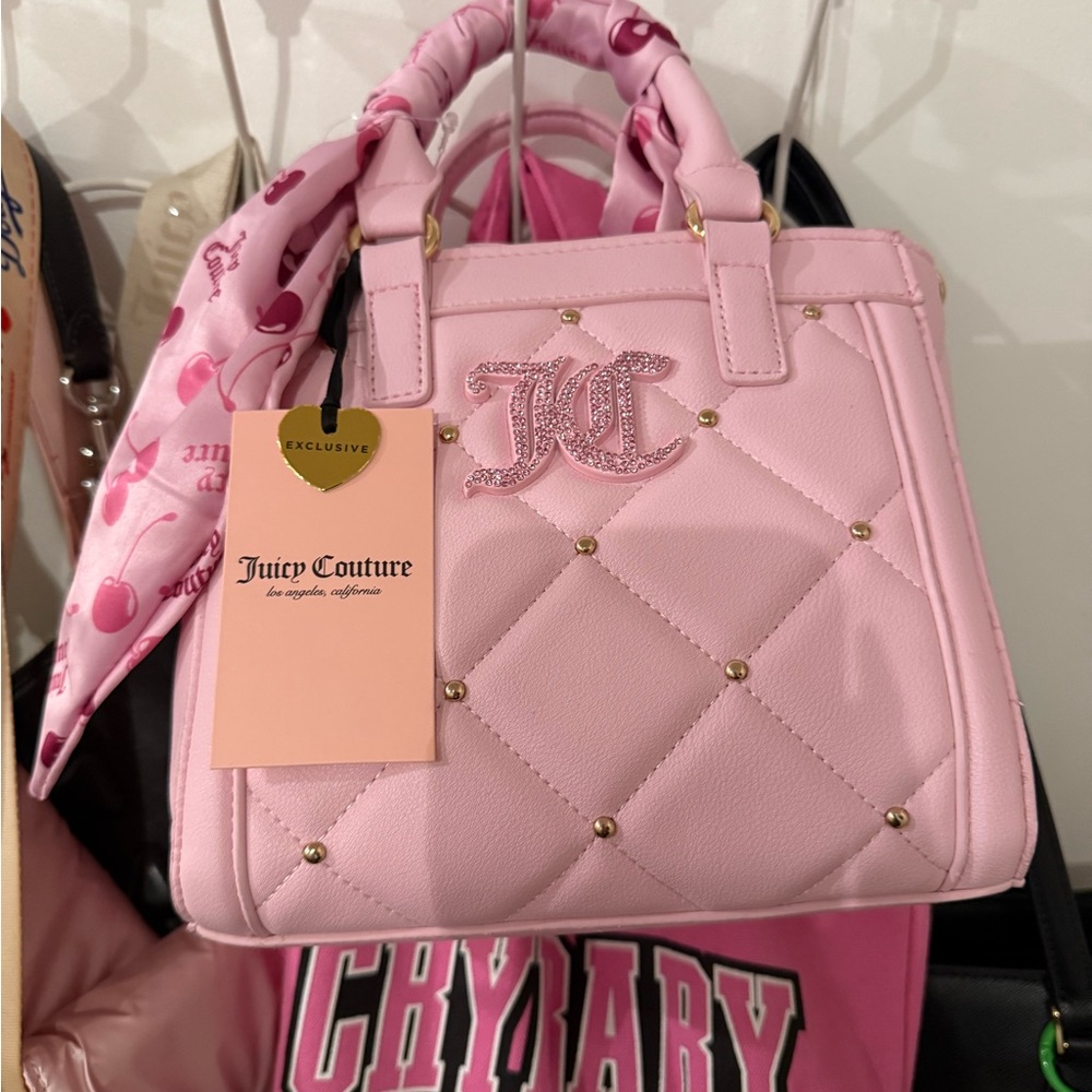 Juicy Couture Pink Quilted Satchel with Structured Handles